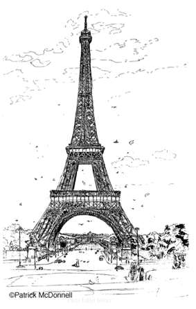 Eiffel tower 1966 pen and ink