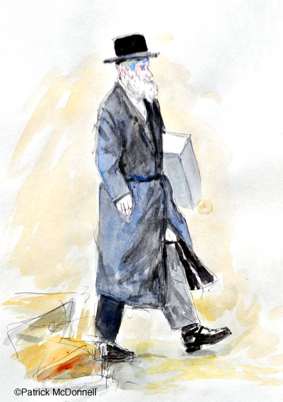 Hasidic man pen and wash