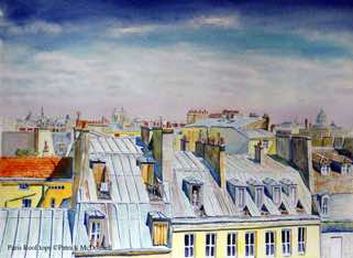 Paris roof tops watercolor