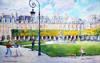 Place des Voges Summer watercolor 