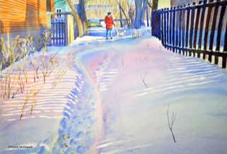 Winter walk watercolor