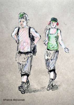 Street People couple markers pastel